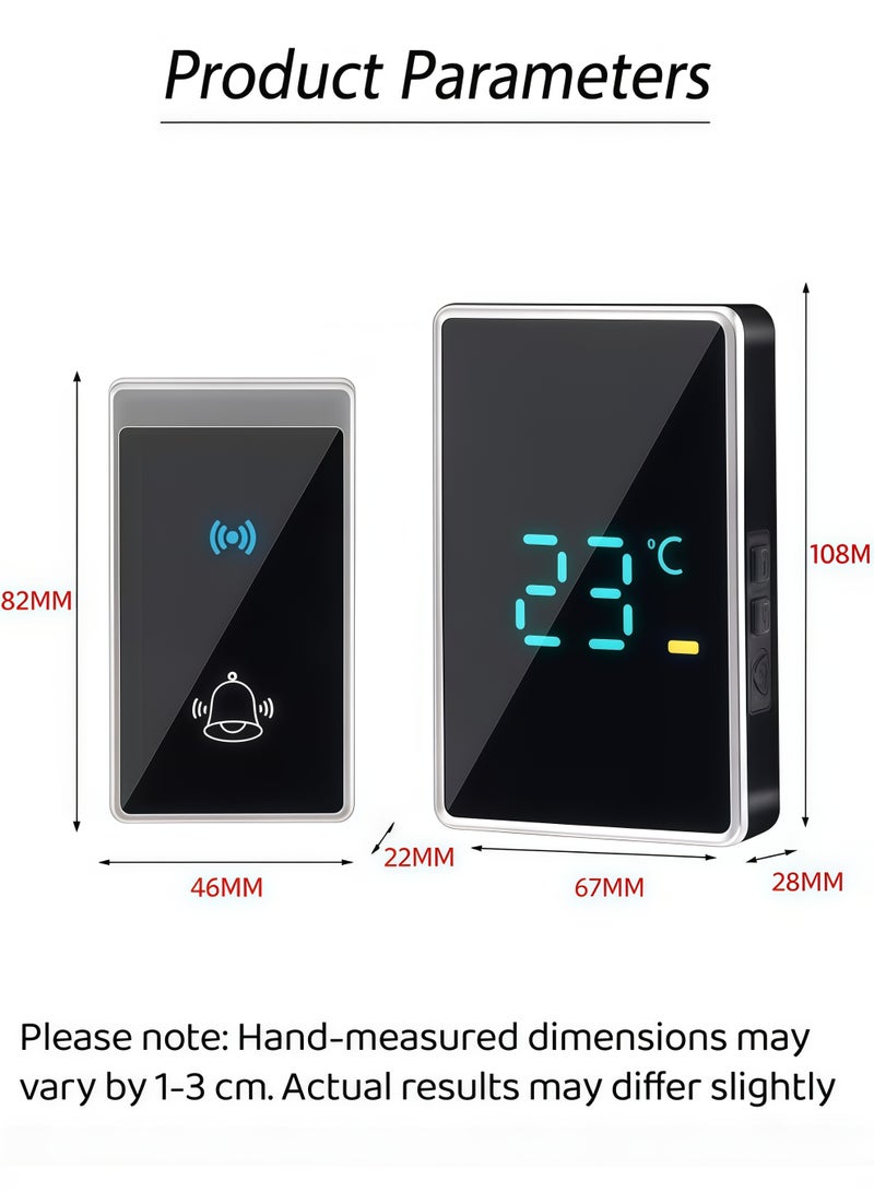XiuWoo Wireless Doorbell,IP44 Waterproof Wireless Doorbell,with LED Weather Display, Adjustable Volume Wireless Chime, Long Range Strong Wall Penetration, Easy Pairing Wireless Door Chime Kit,56 Sounds and 5 Levels of Volume,for Home, Apartment, Office, Warehouse,Hotel,Dormitory,Elderly, Hearing Impaired(1 Transmitter 2 Receivers) - Image 2